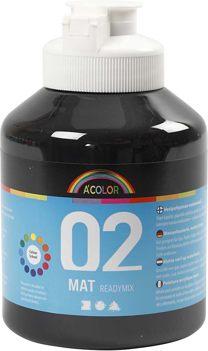 Acolor acrylverf, 500 ml, zwart