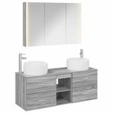 vidaXL Badkamermeubelset 4 st Grijs Sonoma Bewerkt hout en glas