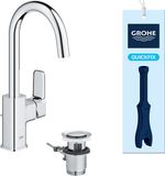 GROHE Dice L-Size Robinet de lavabo – Avec tirette – Économe en énergie (ES) – Bec pivotant – Chrome