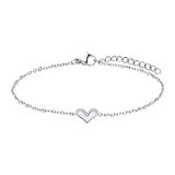Lucardi Dames Stalen armband met hart - Armband - Staal - Zilverkleurig - 20 cm