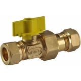 Riko Robinet à boisseau sphérique gaz - Laiton - Gastec - 15mm compression x 15mm compression