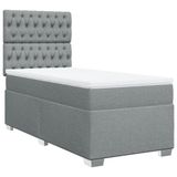 vidaXL Boxspringbed met matras, lichtgrijs, 120x200 cm, gestoffeerd