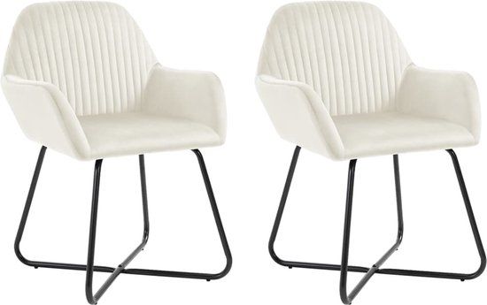 vidaXL Eetkamerstoelen - 2 stuks - Fluweel - Crèmekleurig