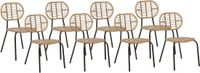 Beliani PRATELLO - Tuinstoel set van 8 - Naturel - PE rotan