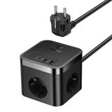 Baseus PowerCombo Cube rallonge, 3x Schuko - 2x USB-A - 2x USB-C, Noir