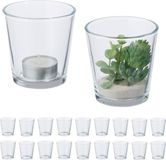 Merkloos Relaxdays Waxinelichthouders - set van 20 - Ø7,5 cm - rond - glas