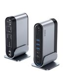 Baseus 17-in-1 dockingstation 3 monitoren 4K @60Hz adapter met 2 HDMI, DisplayPort, 5 USB Data 3.0 5 Gbps, PD 100W, Gigabit Ethernet voor HP/Lenovo/Dell/MacBook/Surface Laptop