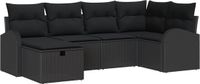 vidaXL Bankstel 6-delig Zwart Poly Rattan