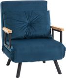 Homcom Slaapbank, opklapbed met bedfunctie, relaxstoel met rugkussen, gestoffeerde bank met verstelbare rugleuning, fluwelen look, 63 x 73 x 81 cm, blauw