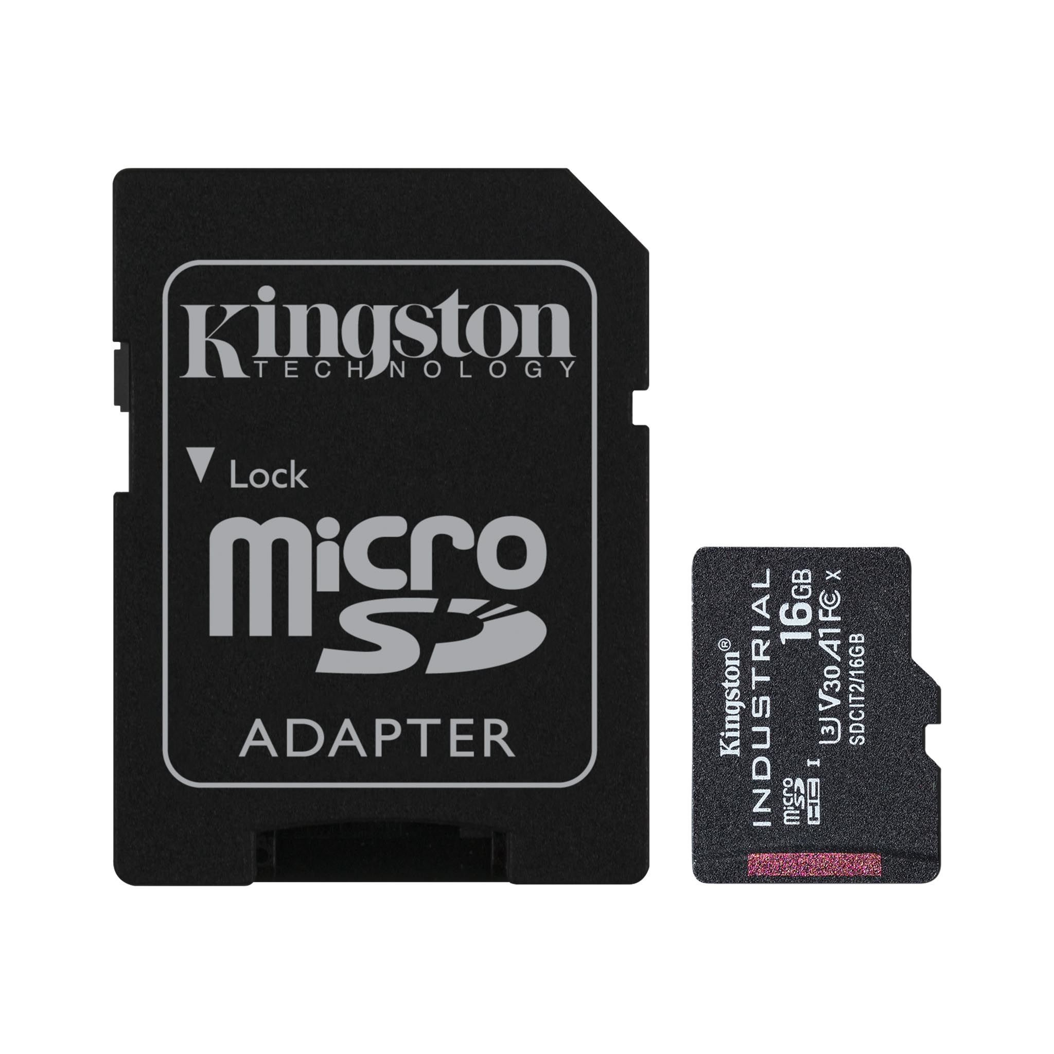 Kingston 16GB microSDHC Industrial UHS-I Class 10 Memory Card with Adapter