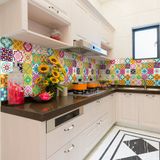 Ambiance Sticker Zelfklevende tegelmuurstickers voor keuken en badkamer - 60 Azulejos Adamari tegelstickers - 60 stickers 15x15cm
