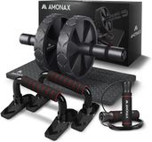 Amonax Convertible Exercise Wheel Roller Buikroller Ab Wheel Ab Roller met Grote Kniemat voor Buikspiertraining. Buiktrainer, Buikspierroller, Buiktraining voor Mannen en Vrouwen