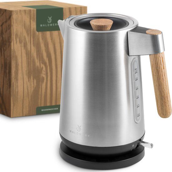 WALDWERK Design Kettle - 3000W - 1.7L - Stainless Steel - Oak Handle