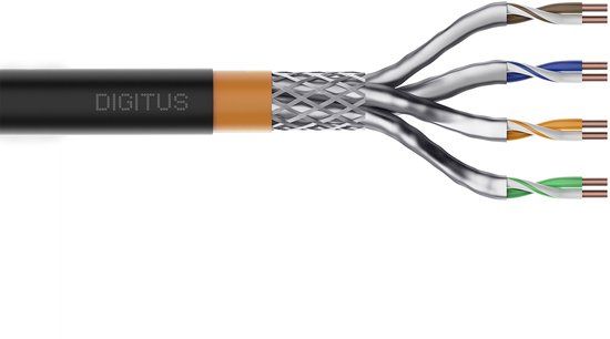 Digitus DK-1741-VH-1-OD Netwerkkabel CAT 7 S/FTP 0.25 mm² Zwart (RAL 9005) 100 m