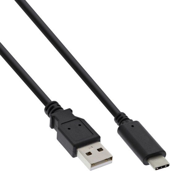InLine USB-C naar USB-C kabel, 0.5 m, Zwart