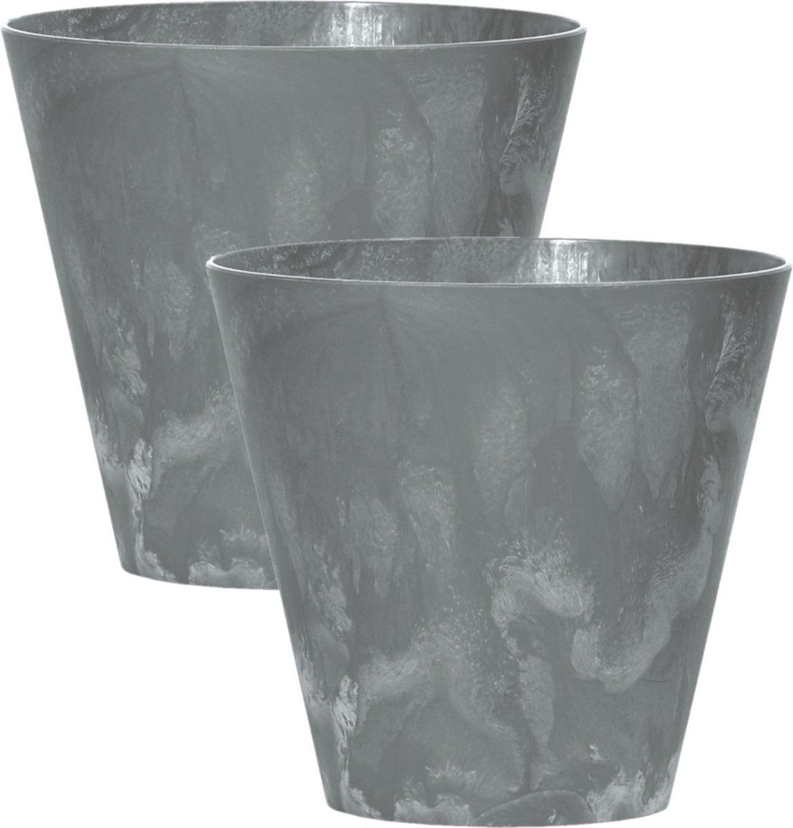 Prosperplast Set van 2x kunststof bloempotten betonlook 40 cm grijs