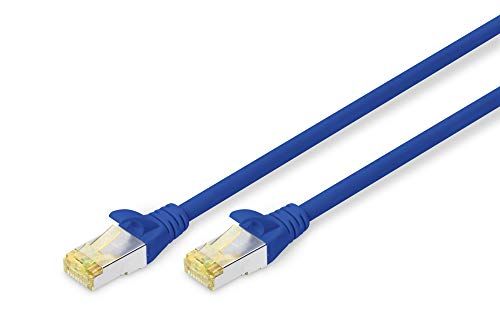 DIGITUS LAN-kabel Cat 6A – 3 m – S/FTP afgeschermd – 10 Gbit/s – 500 MHz – PoE++ – AWG 26/7 – LSZH – RJ45-netwerkkabel – patchkabel – compatibel met Cat6 en Cat7 – blauw