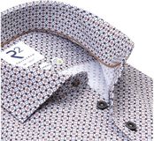 R2 Amsterdam Overhemd Poplin Graphical Print Beige Blauw - Maat 38