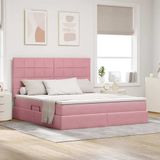vidaXL Bed met opbergruimte en matras, hoofdeinde, roze, 160 x 200 cm, fluweel