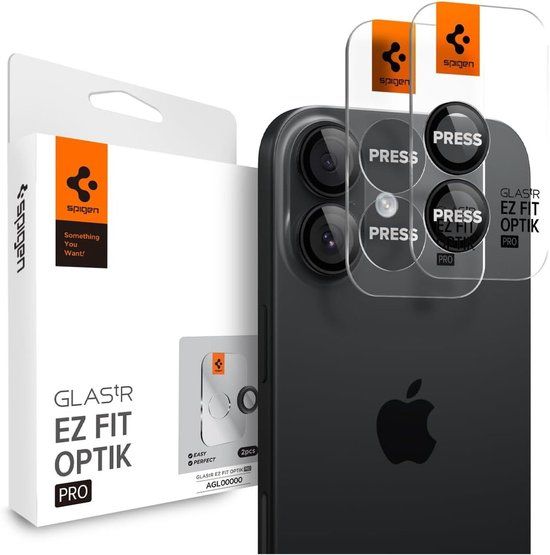 Spigen Optik Pro EZ Fit Camera Lens Protector - 2-Pack - Zwart - Geschikt voor iPhone 17 / 16 / 16 Plus