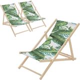 ECD Germany Set van 3 houten tuinligstoelen