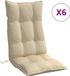 vidaXL Stoelkussens 6 st hoge rug oxford stof beige