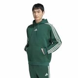 Adidas 3 Stripes Fleece Hoodie Collegiate Green / Off White M
