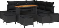 vidaXL Tuinbank Set 9-delig Zwart Polywood