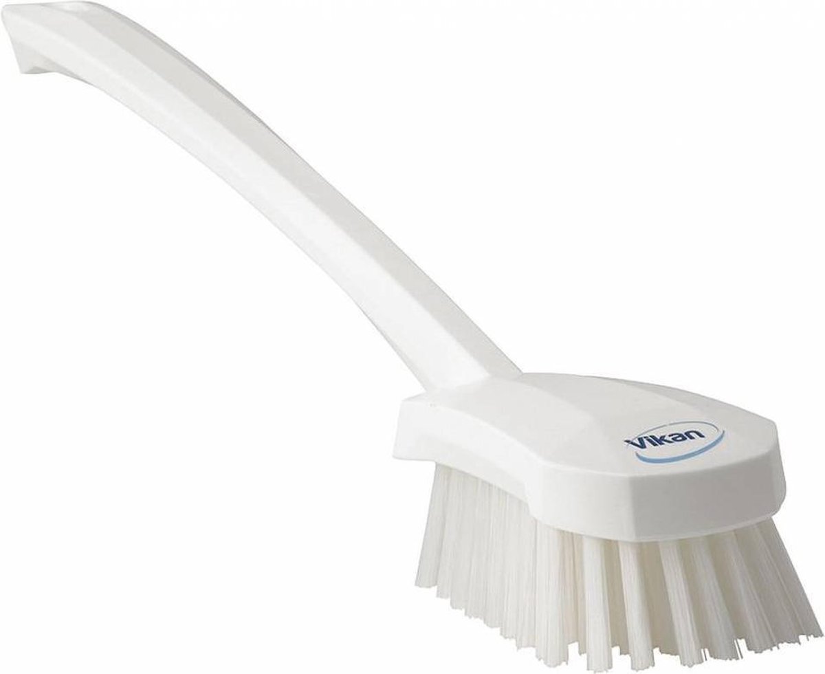 Vikan Hygiene 4186-5 harde afwasborstel lange steel wit 41cm