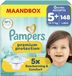 Pampers Premium Protection Maat 5+ - 148 Luiers - 12kg-17kg - Maandbox