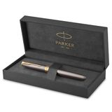 Parker Sonnet Vulpen Grijs Lak Fijne Penpunt Gouden Details Geschenkverpakking