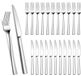 Unyqoos® set de couverts à steak de 24 pièces couleur argent pour 12 personnes avec manche ergonomique