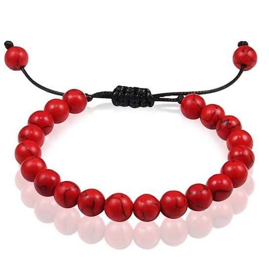 Memphis Verstelbare kralen armband Rood Natuursteen 8mm