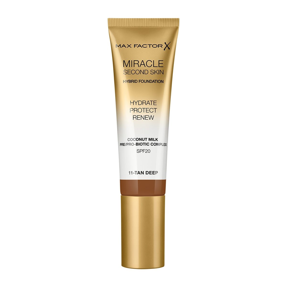 Max Factor Miracle Second Skin Foundation - 11 Deep Tan - 30ml