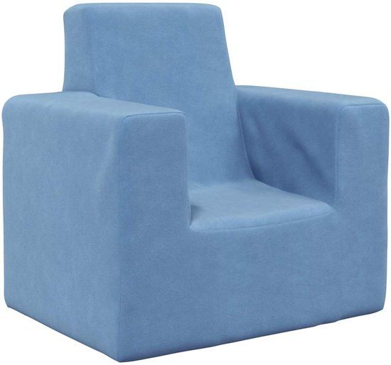 vidaXL Kinderbank - zacht - pluche - blauw