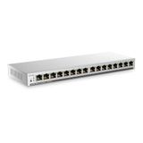 Zyxel Netwerkswitch 16 poorten, Gigabit niet beheerbaar, compact formaat, 16 x GbE PoE+ met 135 W budget, VLAN, zonder ventilator, desktop- of wandmontage, GS1100-16EP