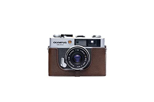TP Original Handgemaakte Echt Leer Half Camera Case Bag Cover voor Olympus 35 ED - Koffie Kleur