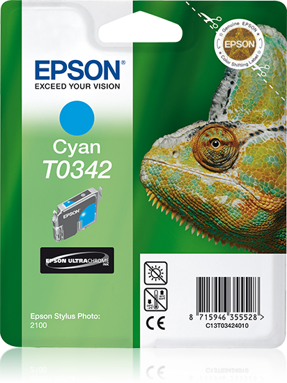 Epson Chameleon inktpatroon Cyan T0342 Ultra Chrome single pack / cyaan