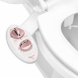 Luxe Bidet NEO 185 Zelfreinigend, dubbel mondstuk, niet-elektrische bidetbevestiging voor toiletbril, instelbare waterdruk, achter- en vrouwelijke was (roségoud)