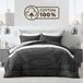 Sleep Comfy Cottiva Series - Couette toutes saisons sans housse - Anthracite et Gris Clair | 200x200 cm