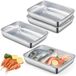 Ibenzoa® Set de 3 grandes boîtes de rangement en acier inoxydable avec couvercle en silicone