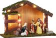 HI Crèche illuminée - Porcelaine/Mousse/Bois - 30 x 10 x 20 cm - Incl. 9 Statuettes/Figurines