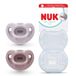 NUK First Choice Soft Baby Dummy | 0-6 maanden | Orthodontische fopspenen gemaakt van superzacht 100% siliconen | 95% babyacceptatie | Paars & rood | 2 stuks