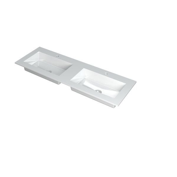 Ink Kraft wastafel 140x1x45cm 2 kraangaten Polystone Glans wit 3417360
