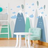 Ambiance Sticker Ambiance Muurstickers voor kinderen - Babykamerdecoratie - Gigantische muursticker voor kinderen, Scandinavische bergen, Asuka - 50x75 cm