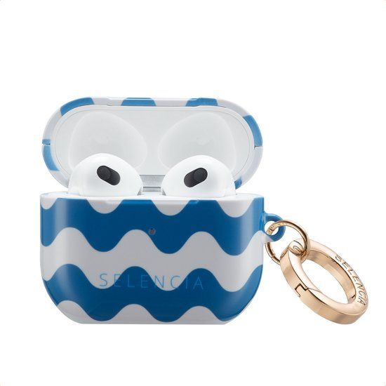 Selencia Case - Hoesje geschikt voor AirPods 3 (2021) - Wave Vibes Classic Blue