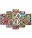 Homemania Wandfoto, 5 stuks, Valentine's Day-from Living, Room-Multicolor, 95 x 0,3 x 60 cm, HM205MDF043, MDF