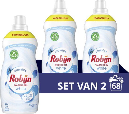 Robijn Klein & Krachtig Classics Stralend Wit Vloeibaar Wasmiddel - 68 wasbeurten - Voordeelverpakking