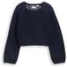 Tom Tailor - Cropped gebreide trui met gaasmotief - Maat 152 - Parisien Night Blue