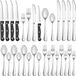 Set de couverts 24 pièces avec couteaux à steak, pour 4 personnes, acier inoxydable, argent, lavable au lave-vaisselle